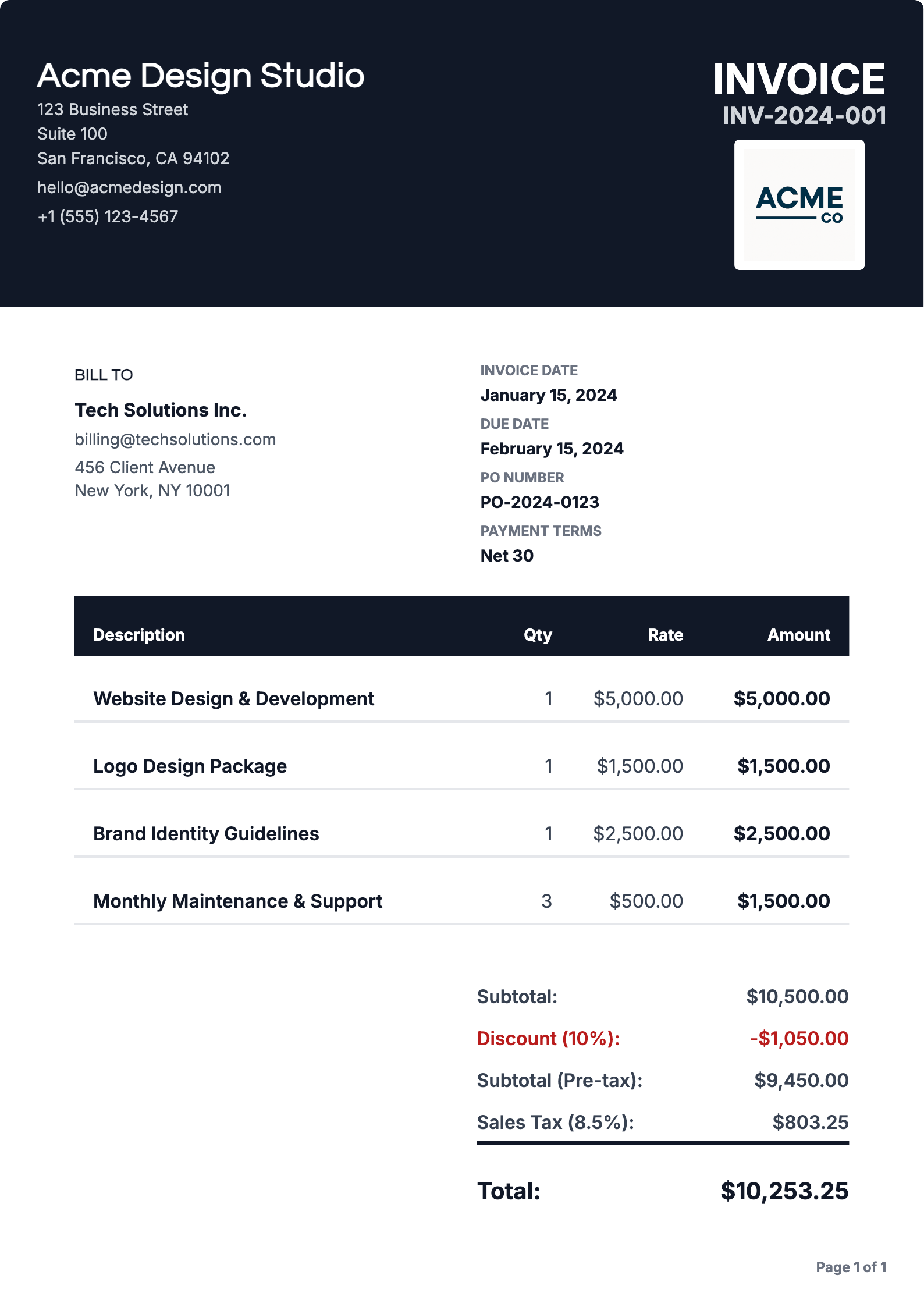 Bold invoice template